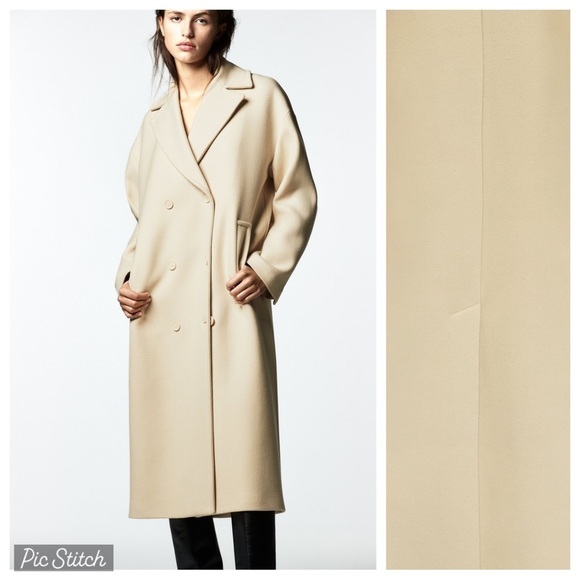 NWT. Zara Limited Edition Pastel Yellow Double Breasted Oversized Coat. Size M. - Picture 1 of 12